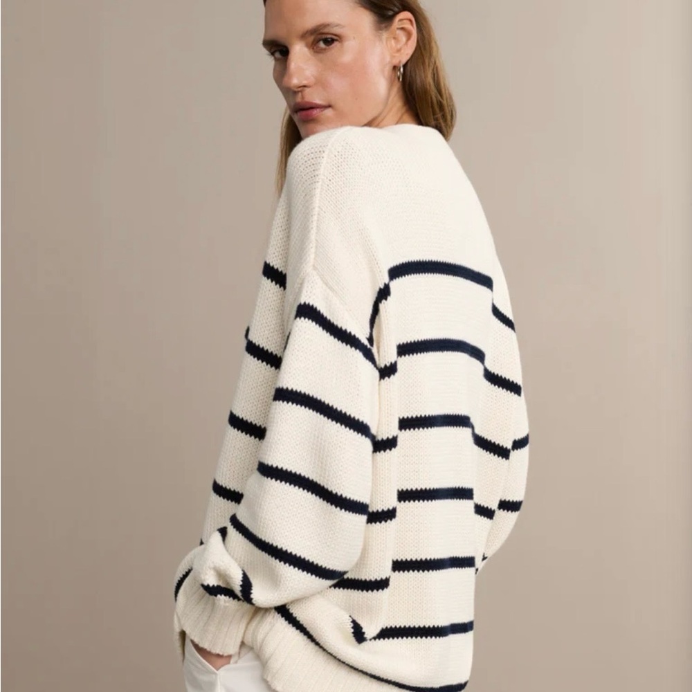 Jenni kayne Striped V-Neck Cardigan Sweater